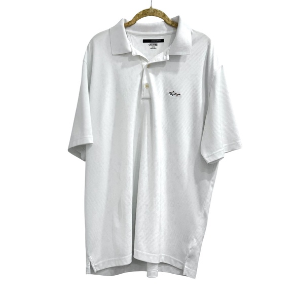 GREG NORMAN WHITE TONAL STRIPE PATTERN PLAY DRY COLLARED POLO SHIRT - Picture 6 of 11